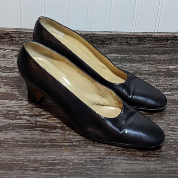 Silvia Fiorentina Made in Italy Women's Black Leather Pump Heel Size 10M - Picture 1 of 6